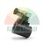 Black solenoid valve coil with transparent DIN plug and DC marking