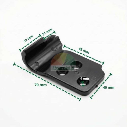 Plastic cover for T-type mounting foot with dimensions