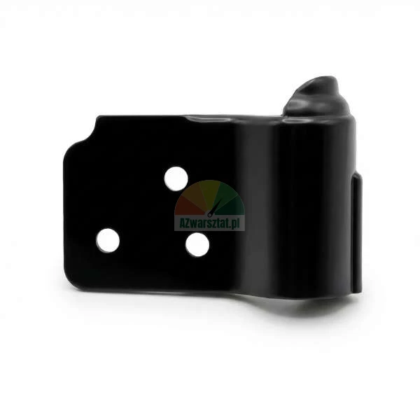 Black metal bracket with three mounting holes on a white background.