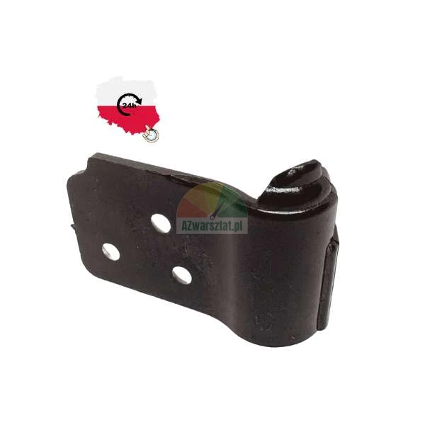 Black metal hinge bracket with three mounting holes shown on a white background.