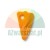 Orange plastic scraper tool with a triangular shape and a hole on a white background.