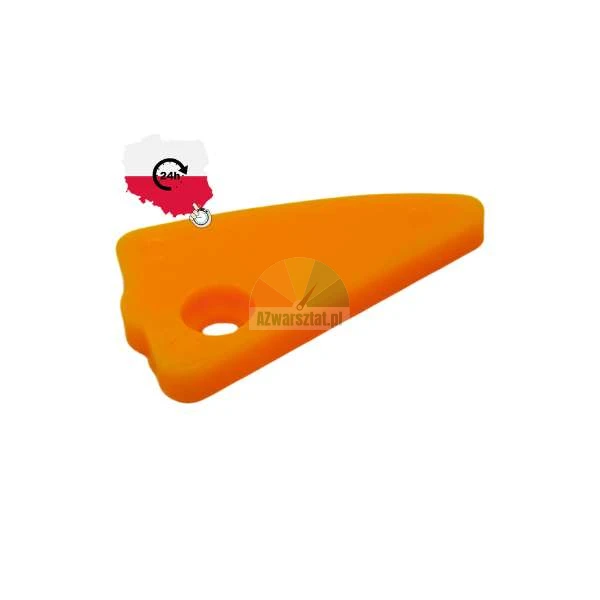 Orange plastic scraper for vinyl wrap and stickers with a 24h shipping icon from Poland.