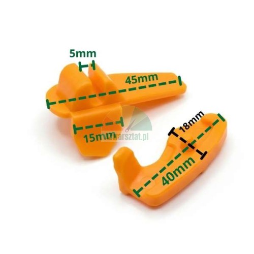 Set of orange plastic mounting head protectors Type GP with dimensions