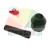Black metal brake bleeder screw with protective cap on white background