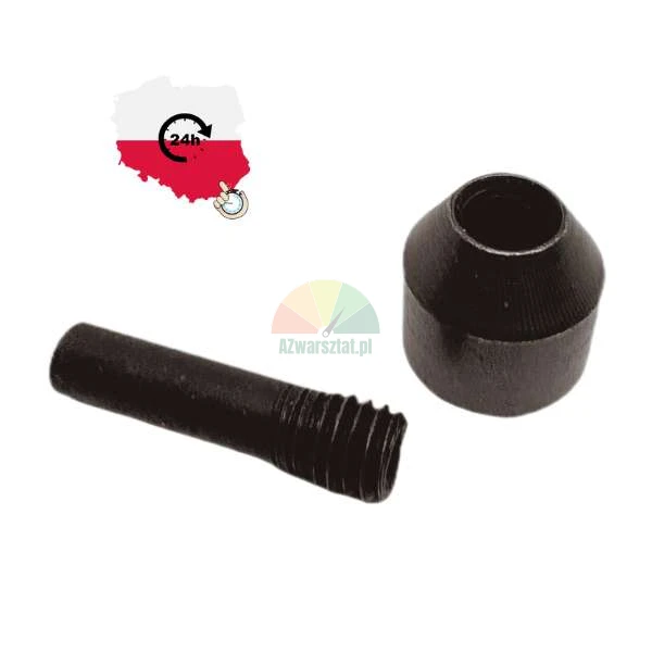 Black metal brake bleeder screw with protective cap on white background