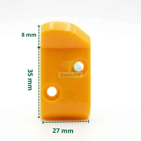 Yellow plastic cover for mounting foot type H with dimensions