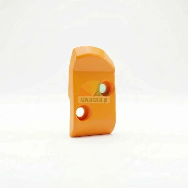 Orange sliding element with two mounting holes on a white background.