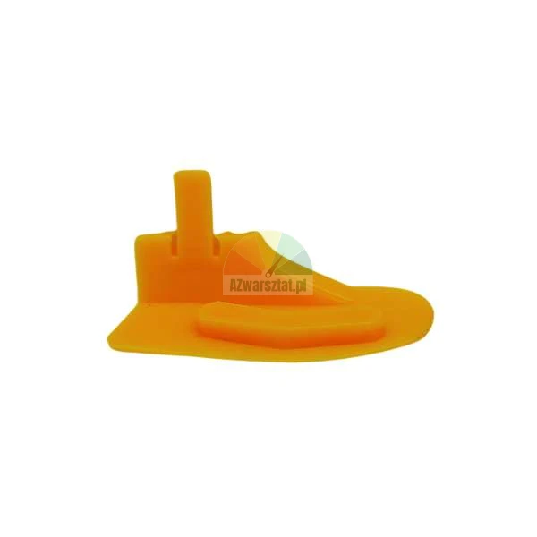 Orange plastic component on a white background.