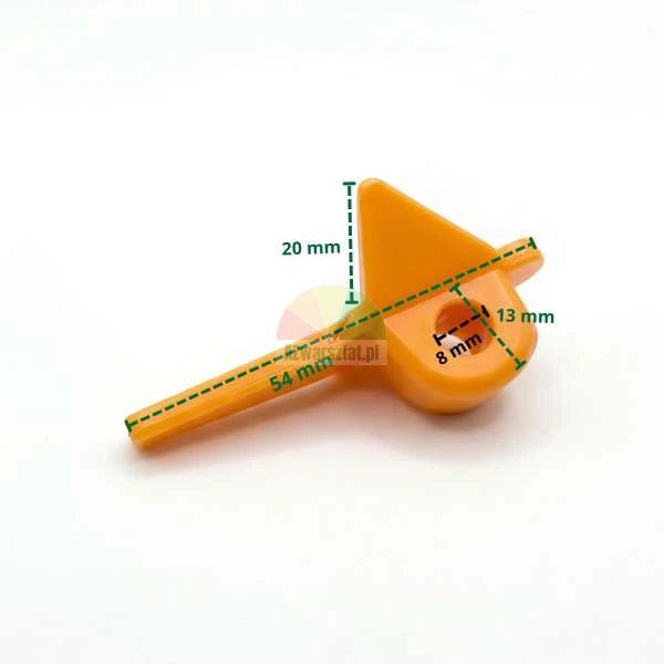 Orange plastic mounting head protector type J with dimensions