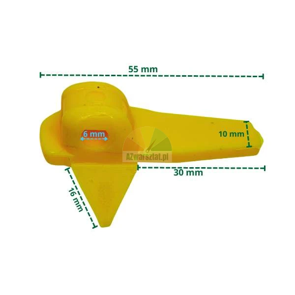 Yellow plastic mounting foot protector Type AI with dimensions