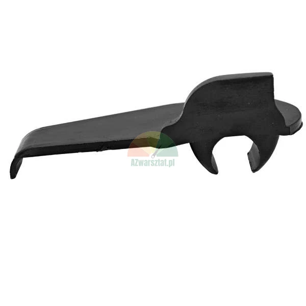Black rubber seal or mounting element with an irregular shape on a white background.