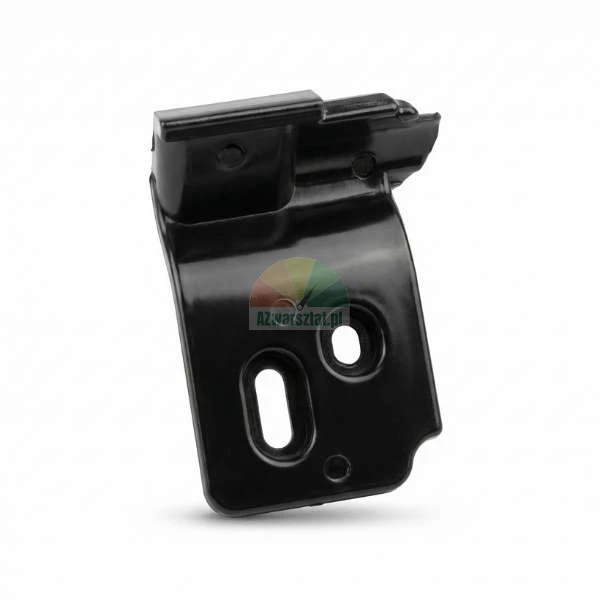 Black metal mounting bracket with bolt holes