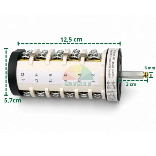 White 2-speed rotary switch with dimensions