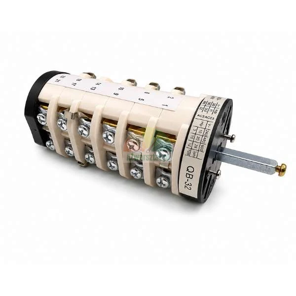 QB-32 cam switch, multi-level rotary switch with screw terminals on a white background