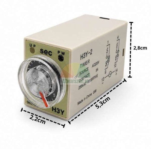 Time relay AC 220V 5s 8 pin H3Y-2 with dimensions