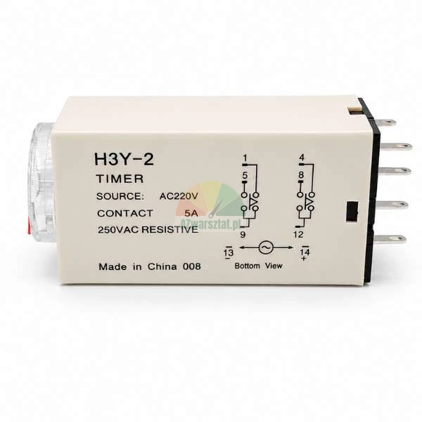 H3Y-2 timer relay 220V AC 5A with wiring diagram on the housing