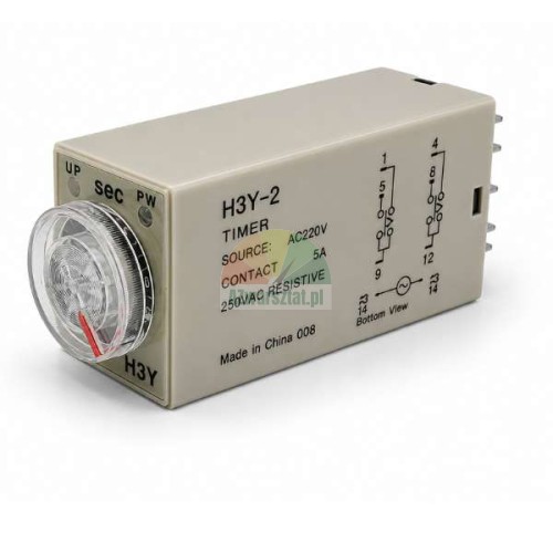 H3Y-2 timer relay AC 220V 10s 8 PIN with adjustment knob and wiring diagram on the case.