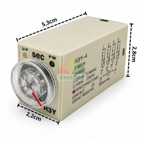 Time relay H3Y-4 24V AC 5s 14 PIN dimensions 5.3x2.8x2.2cm