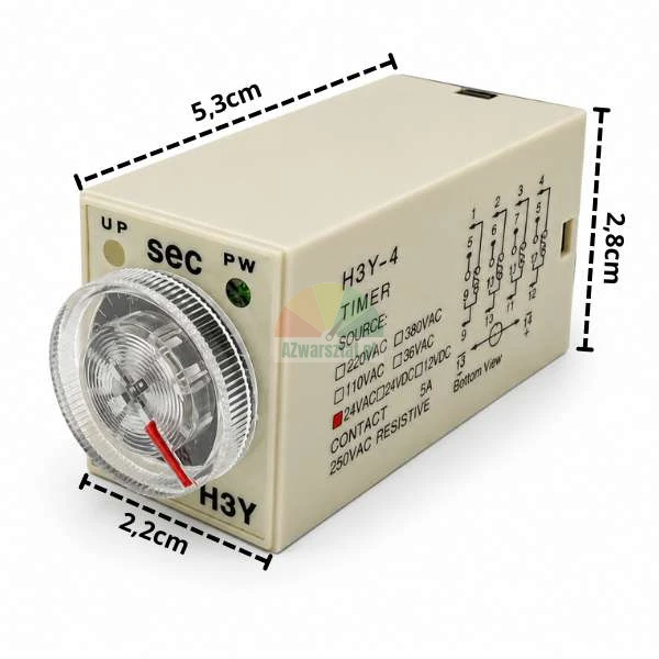 Time relay H3Y-4 24V AC 5s 14 PIN dimensions 5.3x2.8x2.2cm