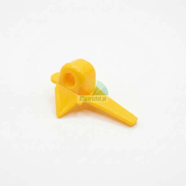 Yellow plastic mounting element for roller blinds on a white background