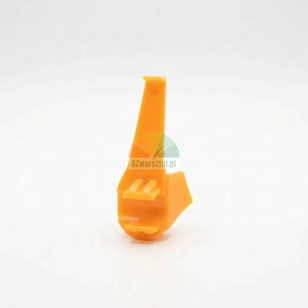 Orange plastic mechanical part on a white background.