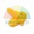 Yellow plastic thumb screw knob with a wing-shaped handle on a white background.