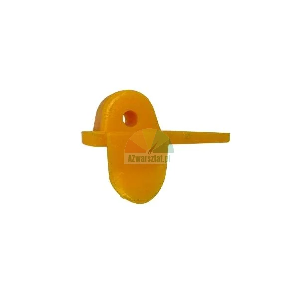 Small yellow plastic shelf support bracket with a mounting hole.