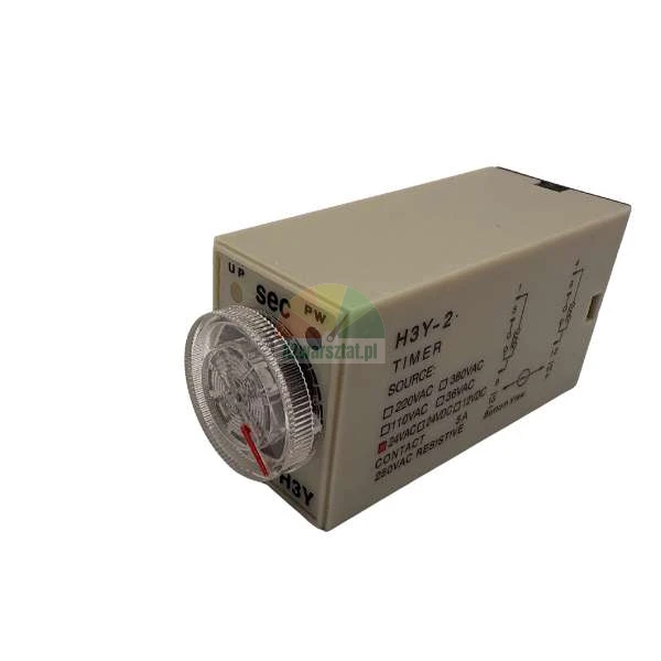 H3Y-2 timer relay with transparent dial for time adjustment in seconds