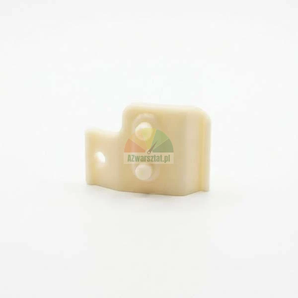 Beige plastic mounting bracket with two pegs and a screw hole on a white background