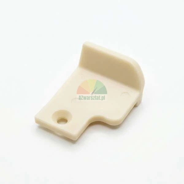 Beige plastic mounting component with a screw hole, L-shaped profile.
