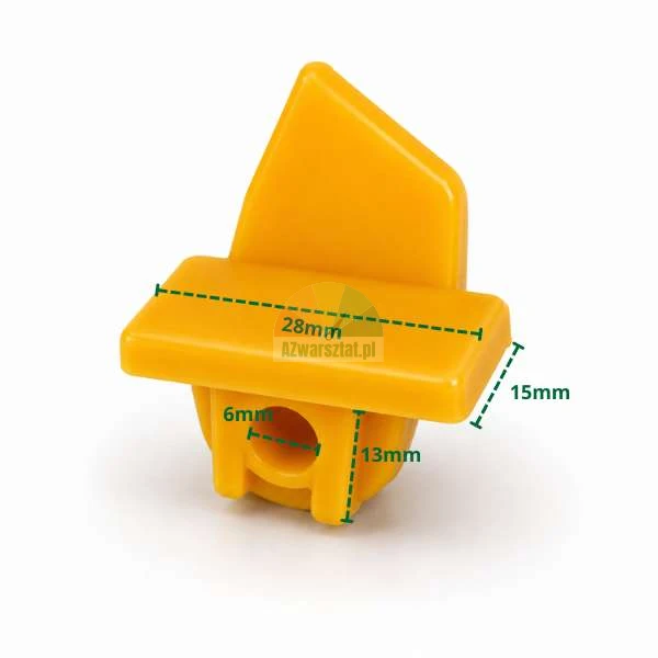 Yellow plastic mounting foot cover type N with dimensions