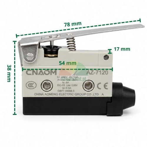 Lever limit switch AZ-7120 with dimensions