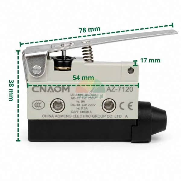 Lever limit switch AZ-7120 with dimensions