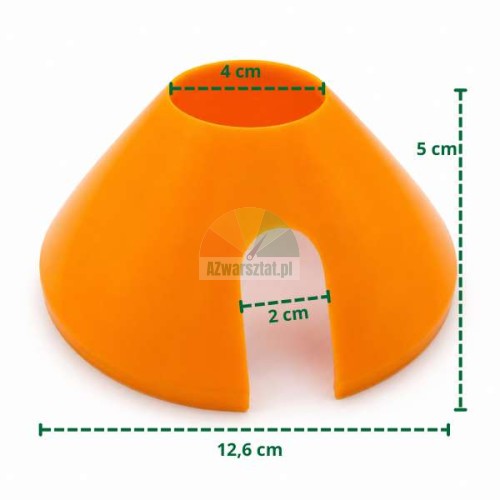 Orange plastic cone with 12.6 cm diameter