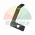 Black L-shaped metal component with a mounting hole and a bent tip on a white background.