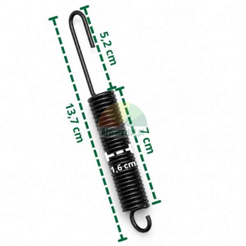 Black tension spring 7 cm with dimensions