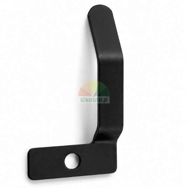 Black metal wall hook with a matte finish and a mounting hole.