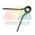 Black metal torsion spring with two arms on white background.
