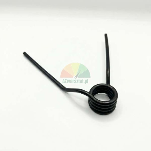 Black metal torsion spring on a white background