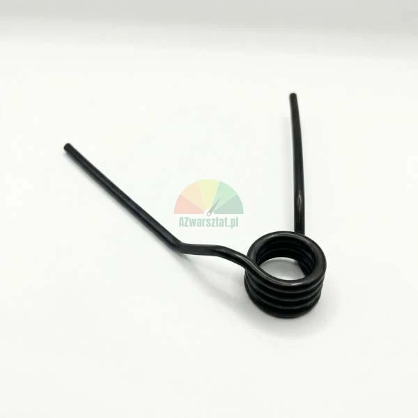Black metal torsion spring on a white background