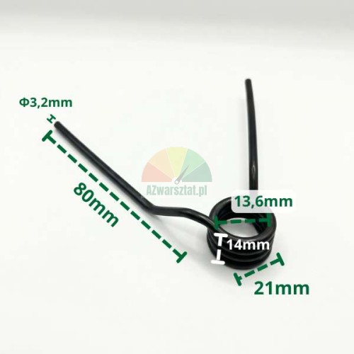 Black torsion spring with technical dimensions