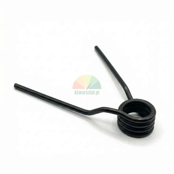 Black steel torsion spring on a white background