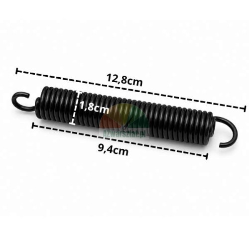 Black tire changer spring 12.8 cm with dimension markings