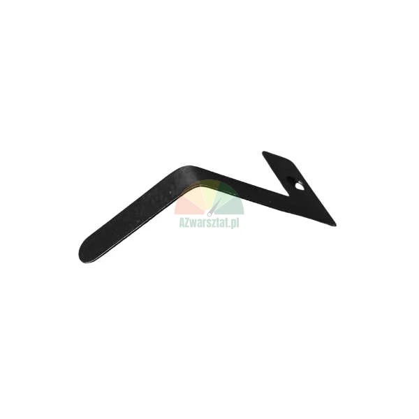 Black Z-shaped metal bracket with a mounting hole on a white background.