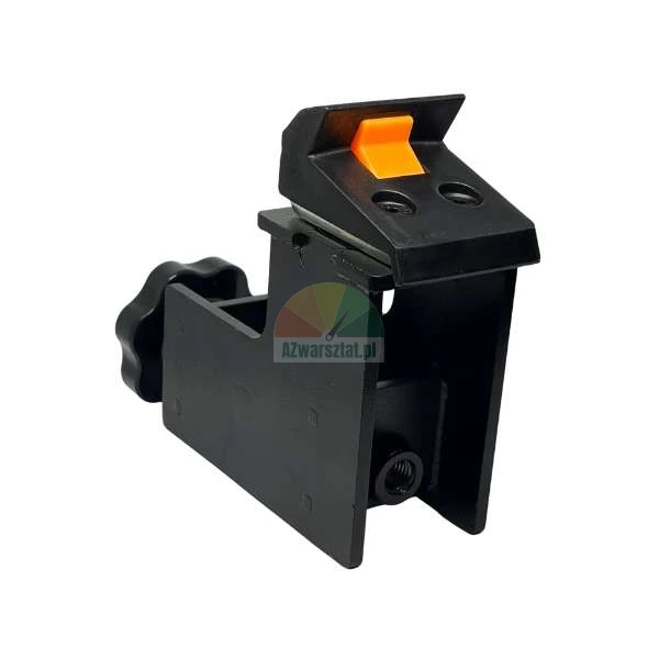 Black mounting bracket with orange release lever and adjustment knob
