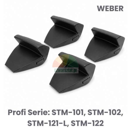 Set of four black plastic jaw protectors for Weber tire changers Profi Series STM-101, STM-102, STM-121-L, and STM-122.