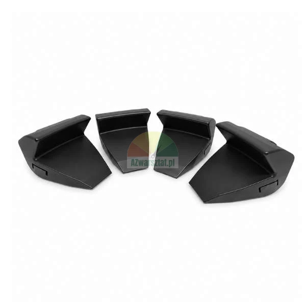 A set of four black plastic mounting feet for a car roof rack system, shown on a plain white background.