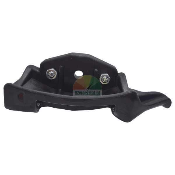 Black rubber bumper or guide with two nuts and a mounting hole