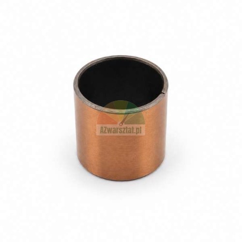 Copper-steel sliding bushing 2025 with a cylindrical shape, copper outer layer, and dark inner lining, isolated on a white background.