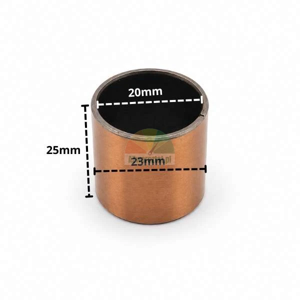 Copper-steel sliding bushing, dimensions 20x23x25 mm.